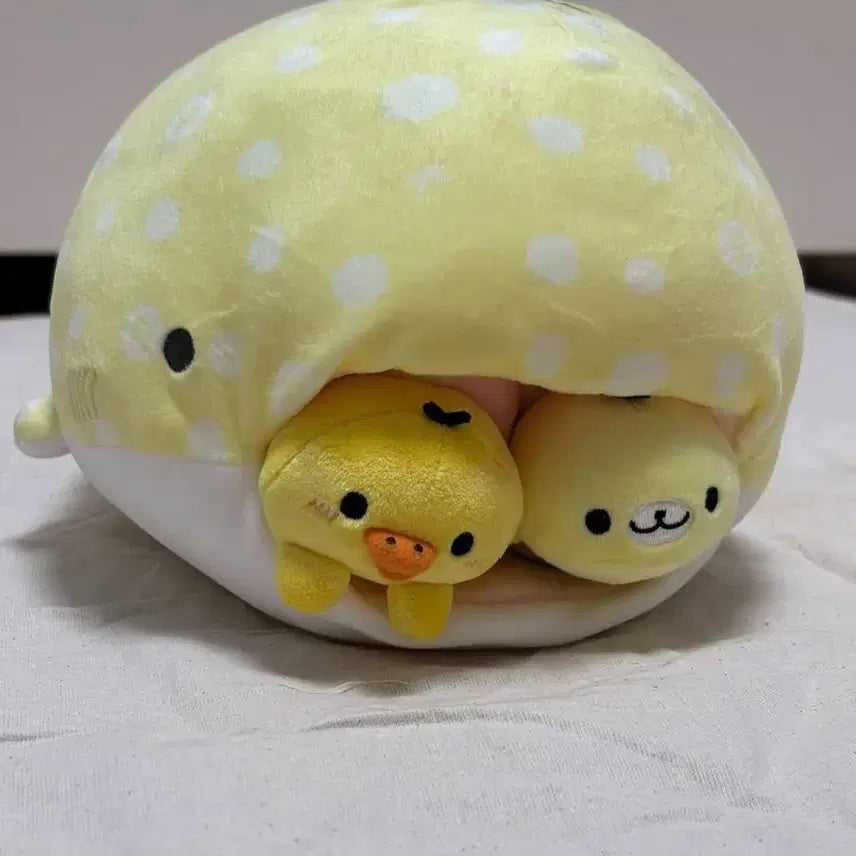 [BUNJANG] San-X Mamegoma Rilakkuma Kiiroitori Jinbesan Aquarium Plush Set / 레어 산엑스 콜라보 마메고마 리락쿠마 키이로이토리 진베상 아쿠아리움 인형