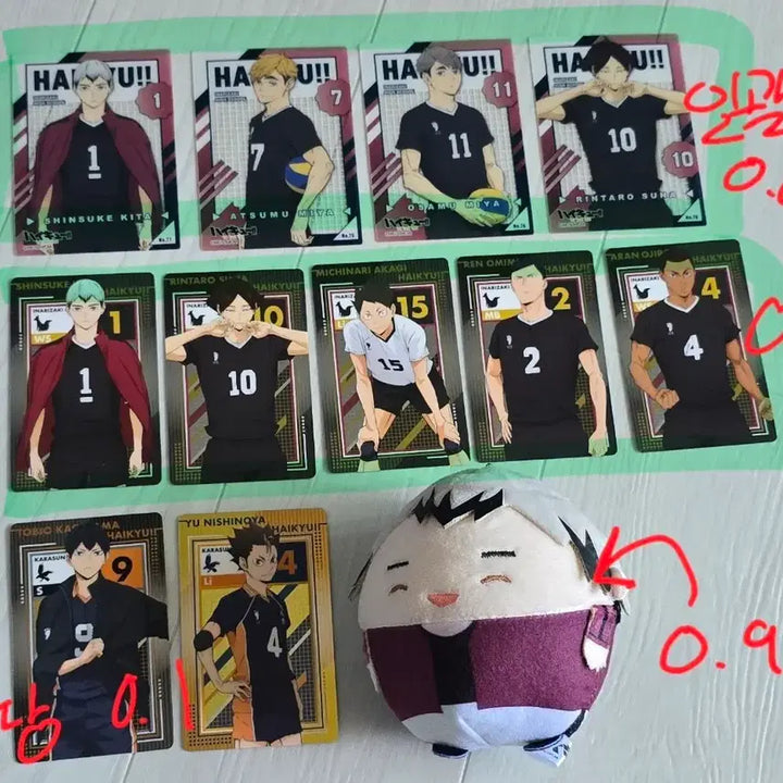 [BUNJANG] Haikyuu!! Inarizaki High Clear Cards &amp; Fuwa Kokoring Set / 하이큐 이나리자키 위주 카드 키타 후와코코링