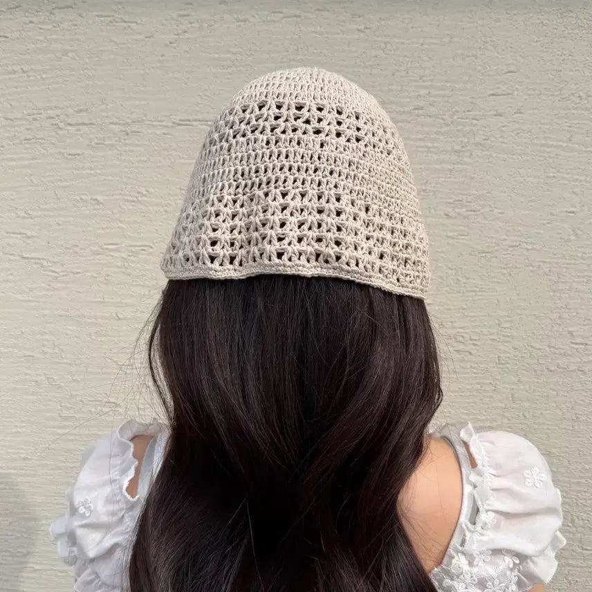 [BUNJANG] Cotton Crochet Summer Bucket Hat / 코튼 크로셰 여름 버킷햇 뜨개모자