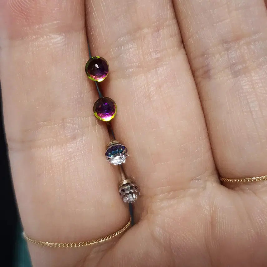 [BUNJANG] Rainbow Cubic Zirconia Piercing (Silver 925) Earrings / 무지개 피어싱 (실버925) 은귀걸이 은피어싱 컬러큐빅