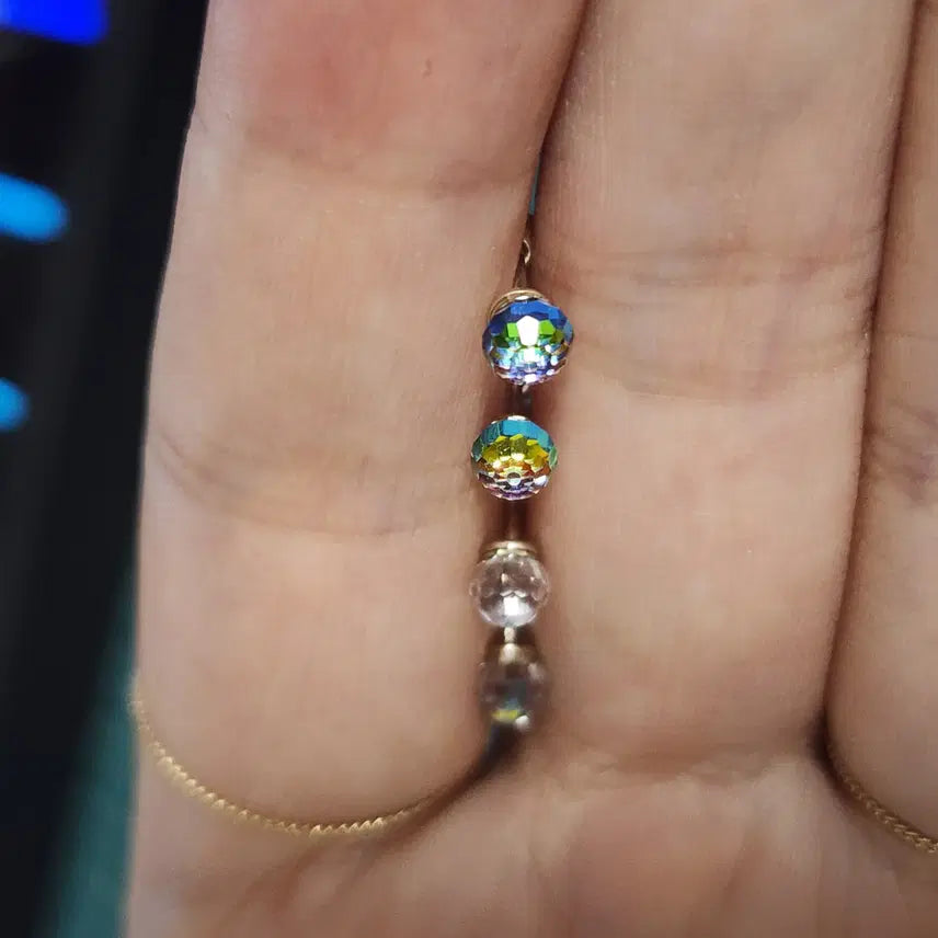 [BUNJANG] Rainbow Cubic Zirconia Piercing (Silver 925) Earrings / 무지개 피어싱 (실버925) 은귀걸이 은피어싱 컬러큐빅