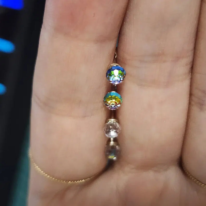 [BUNJANG] Rainbow Cubic Zirconia Piercing (Silver 925) Earrings / 무지개 피어싱 (실버925) 은귀걸이 은피어싱 컬러큐빅