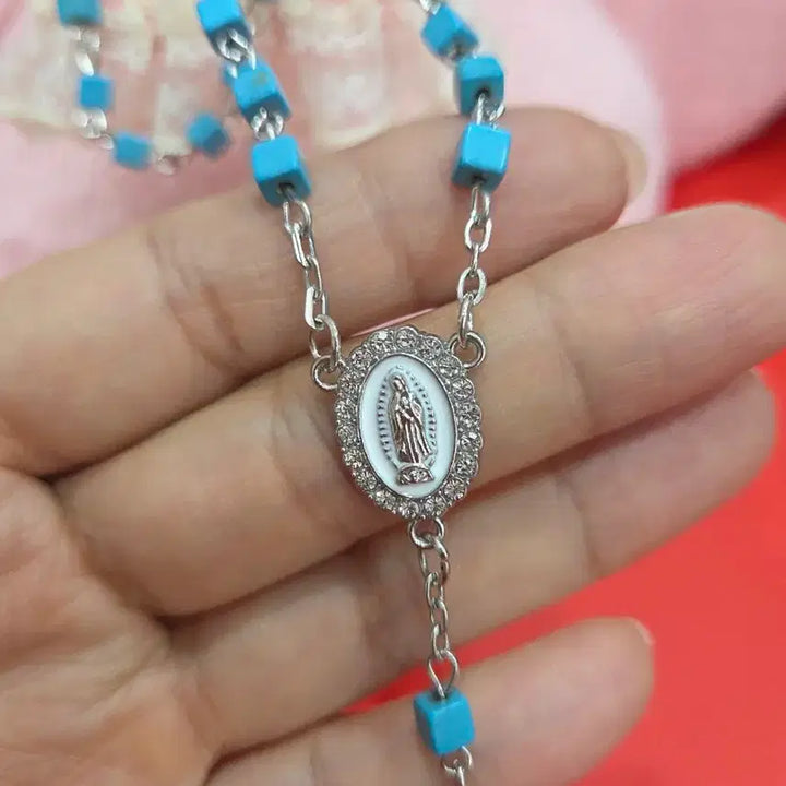 [SOLD OUT] 터키석 비즈 묵주 목걸이
