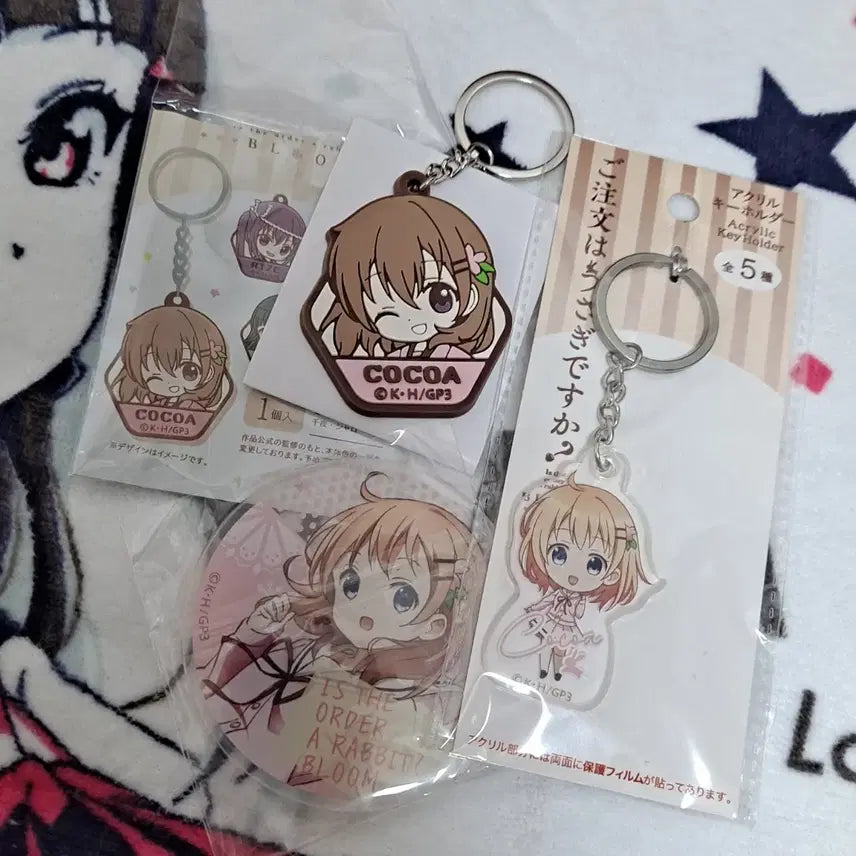[BUNJANG] Is the Order a Rabbit? Cocoa Rubber Strap, Coaster, Acrylic Keyholder Bundle Set / 주문토끼 코코아 굿즈 일괄