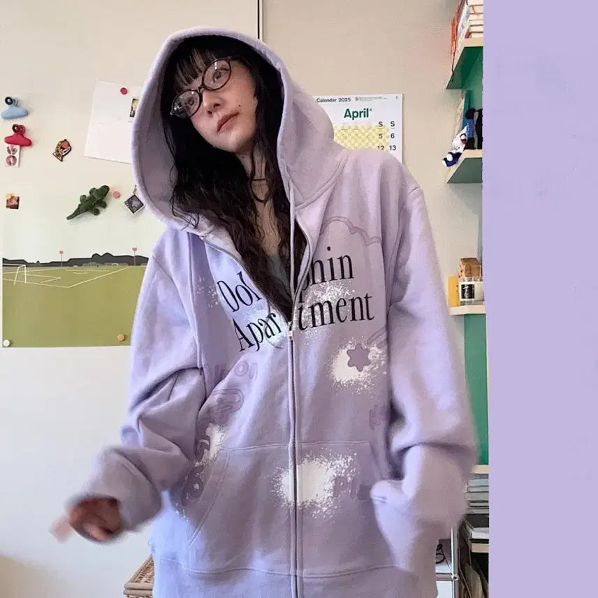 [BUNJANG] Aimyon Dolphin Apartment Hoodie M / 아이묭 돌고래아파트 후드집업 M