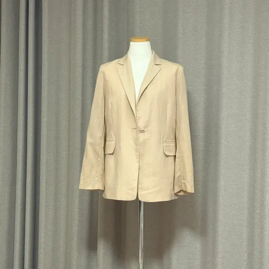 [BUNJANG] Beige Stripe Blazer Jacket / 베이지 스트라이프 블레이저 자켓