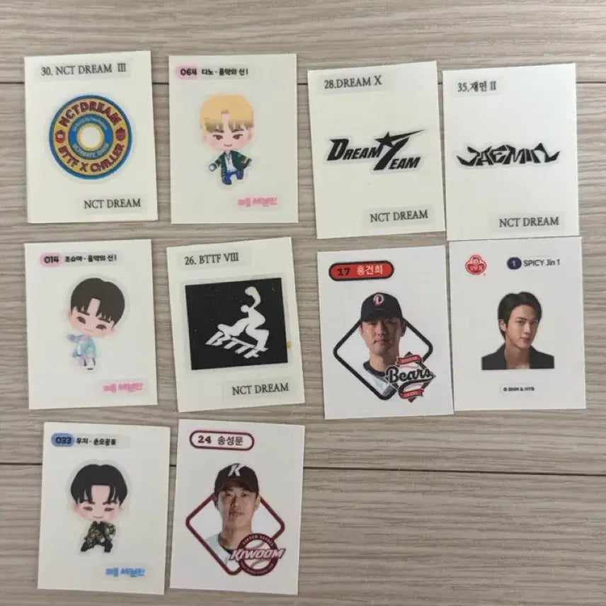 [BUNJANG] Seventeen NCT Baseball Player Ppobbi Seals 3ea / 세븐틴 엔씨티 야구선수 띠부씰 3장 천원