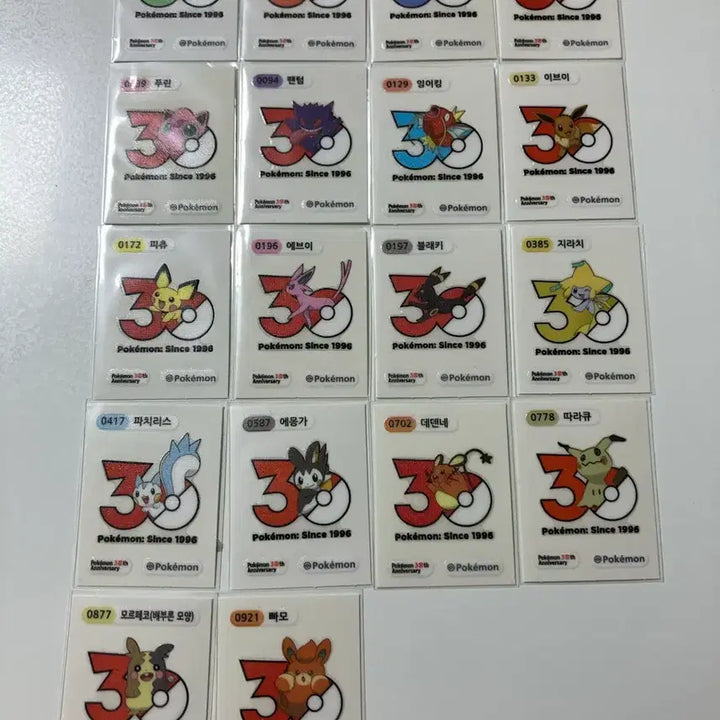 [BUNJANG] Pokemon 30th Anniversary Logo Tteokbokki Stickers Full Set / 포켓몬 30주년 로고 띠부씰 전종