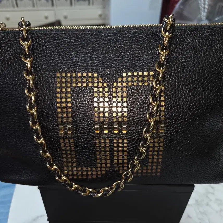[BUNJANG] Daks DD Chain Shoulder Bag Black Leather / 닥스 DD 체인 숄더백 (최상급)