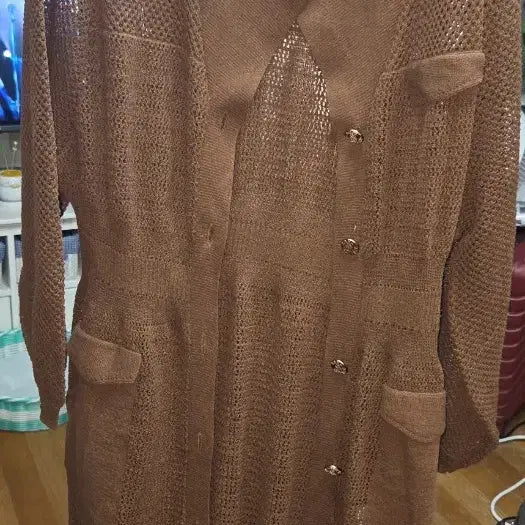 [BUNJANG] High-End Brand Brown Knit Long Cardigan / 고급 브랜드 아마 린넨 롱 가디건(새제품입니다)