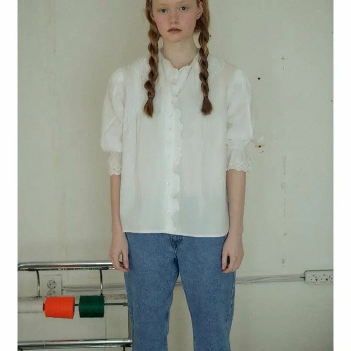 [BUNJANG] Via Plane Agnes Frill Blouse / 비아플레인 Agnes frill Blouse / 새상품