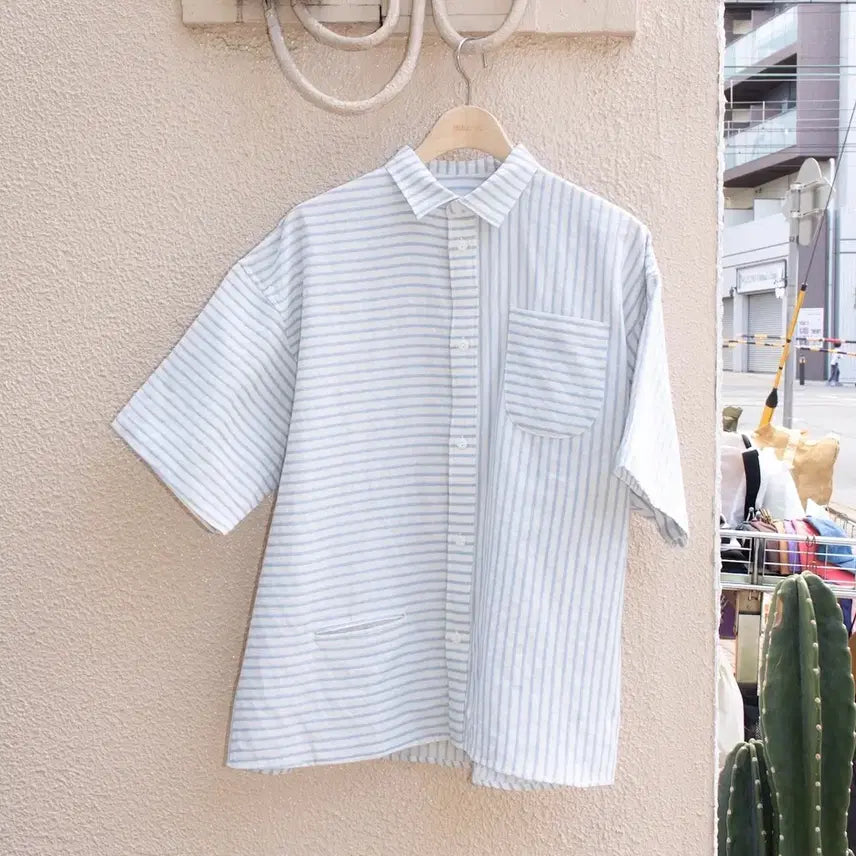 [BUNJANG] Noroll NORMAL S/S Shirt Blue Stripe / [m] 노롤 noroll NORMAL S/S SHIRT 블루 스트라이프