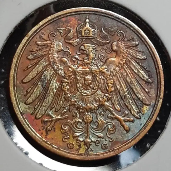 [BUNJANG] 1912 Germany 2 Pfennig Coin Rainbow Toning / 독일 무지개빛 토닝 1912년 2페닝.외국주화 주화 화폐 동전