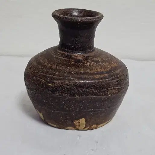 [BUNJANG] Antique Korean Black Glaze Iron Painting Eravos Ceramic Vase / 옛날 흑유 철화 이라보 도자기 주병 옛날 도자기