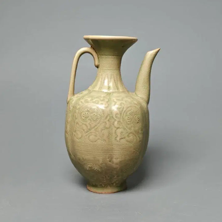 [BUNJANG] Joseon Dynasty Celadon Inlaid Floral Ewer / 월주요 청자 음각 화문 주자 주전자 중국도자기 골동품 고미술품 수집품