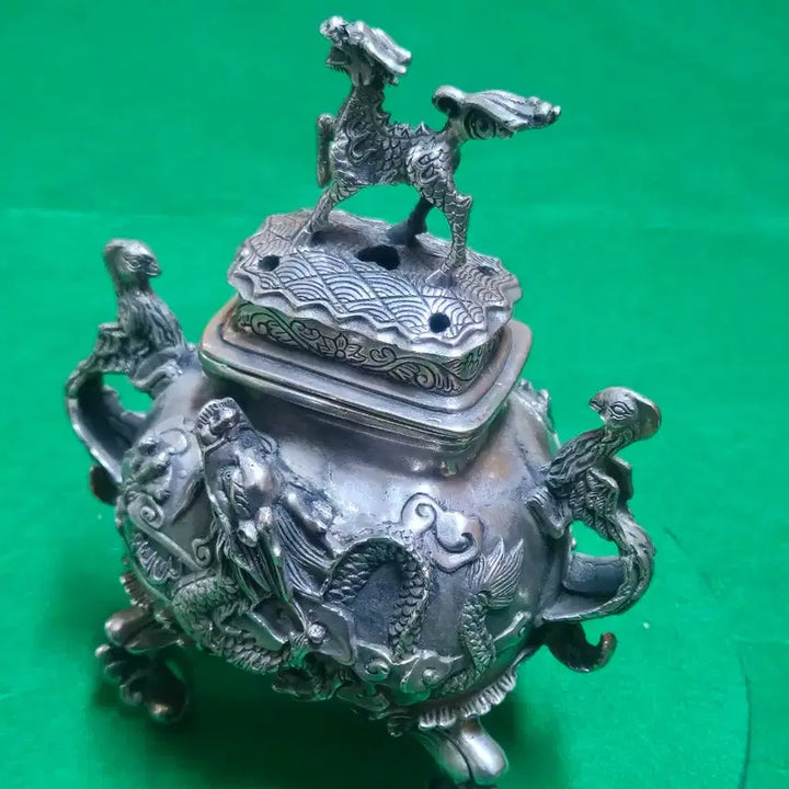 [BUNJANG] Chinese Mid-Sized Brass Censer Incense Burner / 묵직하고 정교한 중국제 중형 백동 향로 (무게 1.18kg)