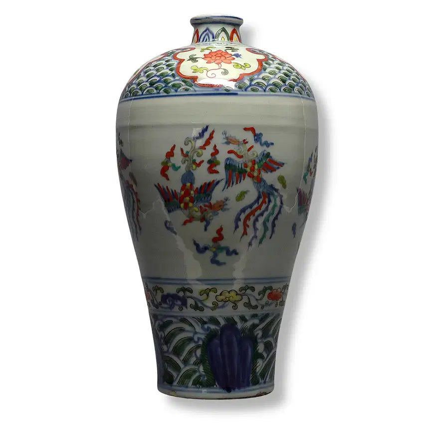 [BUNJANG] Dezong Period Celadon Five-Color Double Phoenix Vase / 명선덕청화오채쌍봉문매병 [중국도자기]