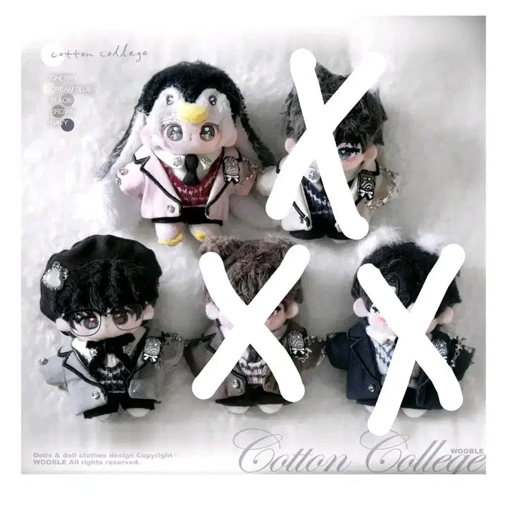 [BUNJANG] Woobble Cotton College 50cm Plush Clothing (Black/Cherry) / 우블 코튼컬리지 블랙 체리 5깅 5cm 솜옷