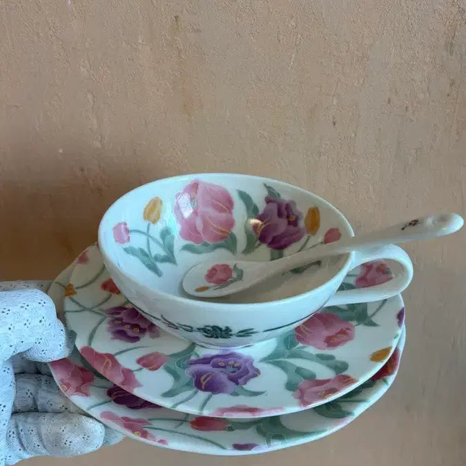 [BUNJANG] Narumi Trio Vintage Ceramic Set with Floral Pattern / 일본 3대 도자기 빈티지 나루미 트리오