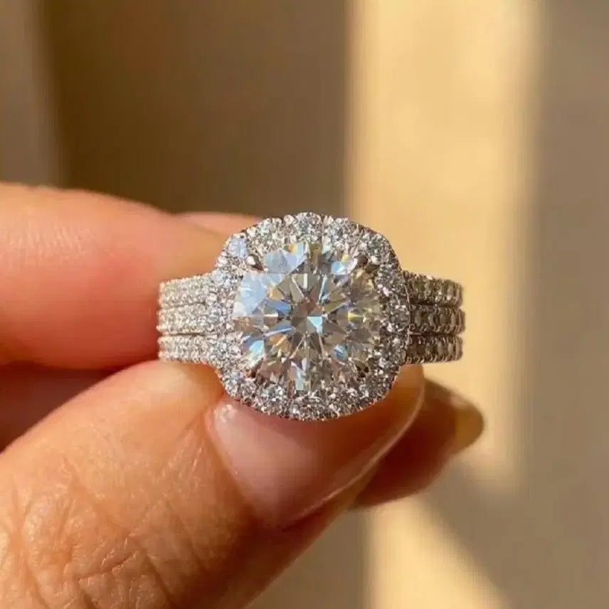 [BUNJANG] Diamond Ring 3-Line Ring Set / 다이아 반지 3줄 링 세트