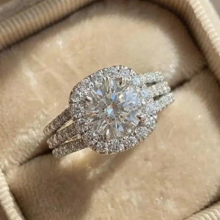 [BUNJANG] Diamond Ring 3-Line Ring Set / 다이아 반지 3줄 링 세트