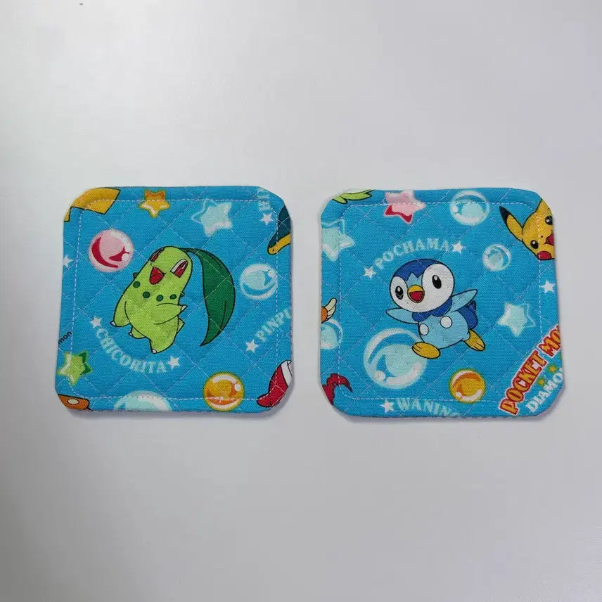 [BUNJANG] Pokemon Chikorita &amp; Piplup Cup Coaster / 포켓몬스터 컵코스터 티코스터 컵받침 치코리타 팽도리