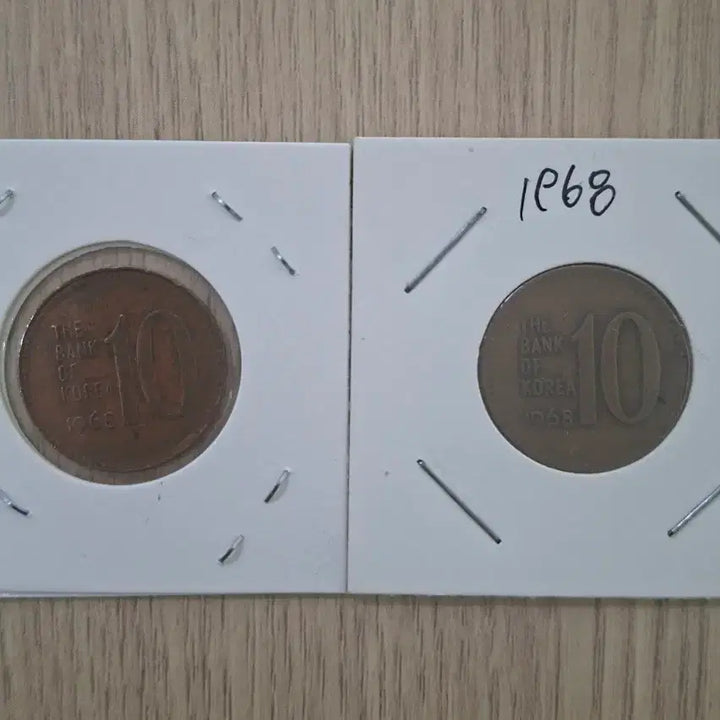 [BUNJANG] 10 Won Coin Bundle (1967-1970) - Copper and Brass Included / 1968년도 10원동전 적동1개+황동1개 2개일괄