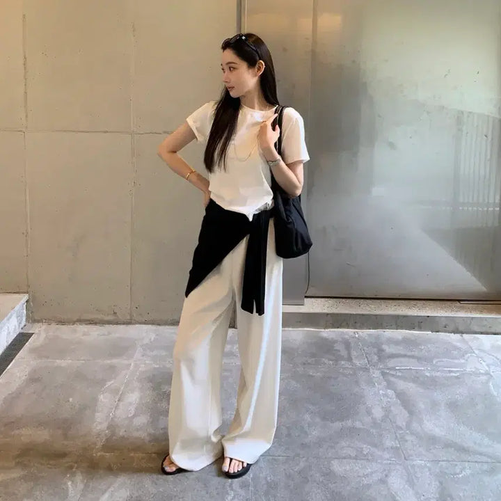 [SOLD OUT] 새상품급) 오브제스트 airy band wide pant (ivory)