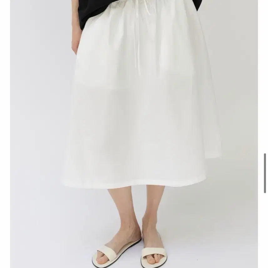 [BUNJANG] Lace Drawstring Cotton Skirt - White / 레이스 드로우스트링 코튼스커트 화이트