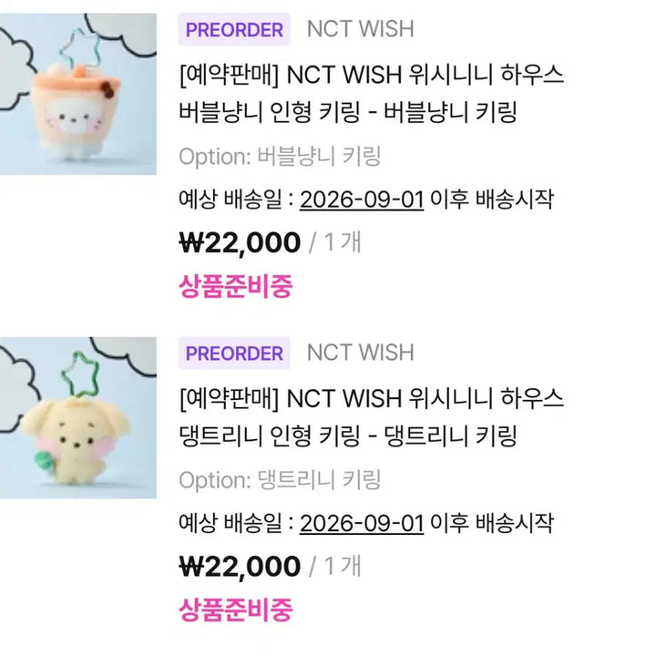 [BUNJANG] NCT WISH Wishnini Bubble Nini &amp; Dangtri Nini Keyring / 엔시티위시 위시니니 댕트리니 키링 양도