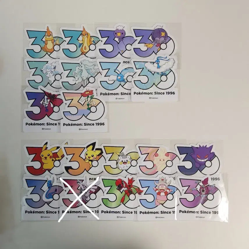 [BUNJANG] Pokemon 30th Anniversary Stickers - Assorted Characters (65 Types) / 포켓몬 30주년 스티커 냐스퍼 피츄 팬텀 마휘핑 외 32종