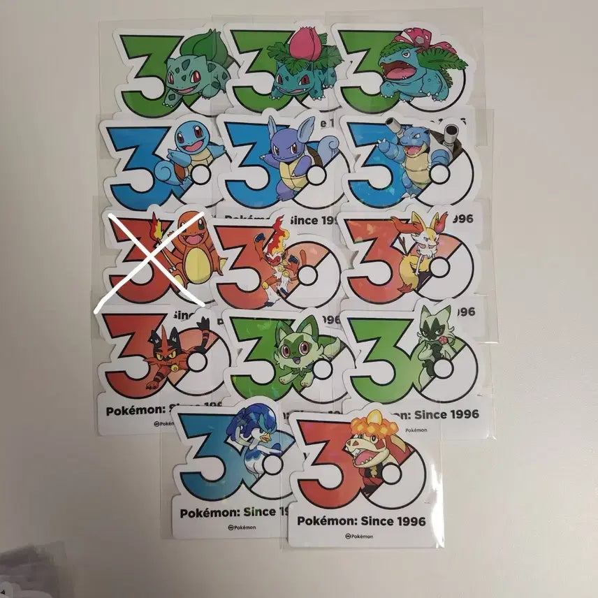[BUNJANG] Pokemon 30th Anniversary Stickers - Starter Pokemon (Charmander, Squirtle, Bulbasaur) &amp; More (12 Types) / 포켓몬 30주년 스티커 스타팅 꼬부기 이상해씨 나오하 외 7종