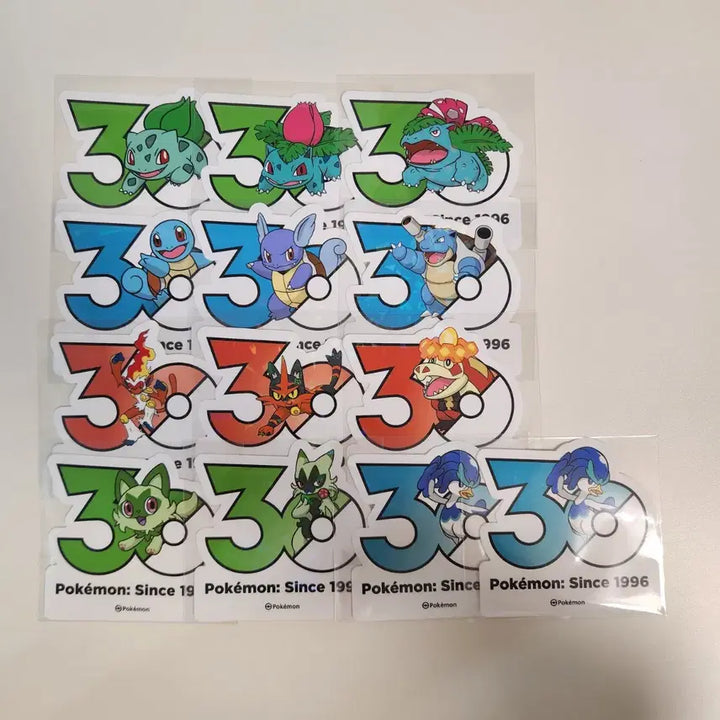 [BUNJANG] Pokemon 30th Anniversary Stickers - Starter Pokemon (Charmander, Squirtle, Bulbasaur) &amp; More (12 Types) / 포켓몬 30주년 스티커 스타팅 꼬부기 이상해씨 나오하 외 7종