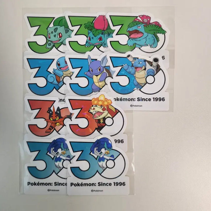 [BUNJANG] Pokemon 30th Anniversary Stickers - Starter Pokemon (Charmander, Squirtle, Bulbasaur) &amp; More (12 Types) / 포켓몬 30주년 스티커 스타팅 꼬부기 이상해씨 나오하 외 7종