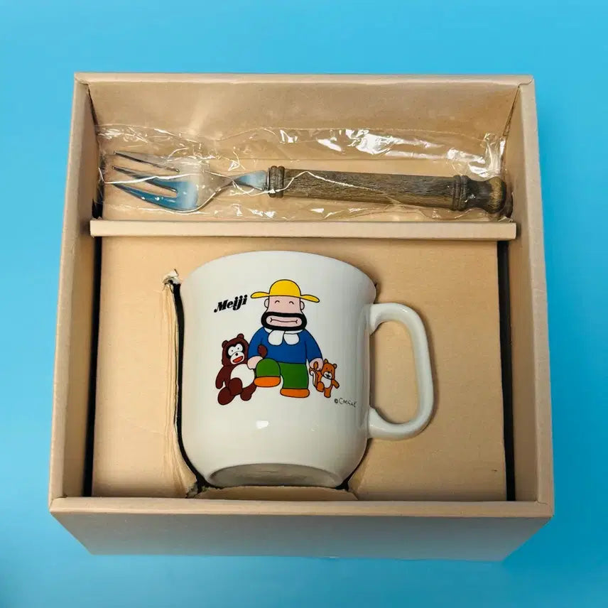 [BUNJANG] Meiji Uncle Charlie Tableware Set - Plate, Cup, Fork / 메이지 칼아저씨 식기 세트 접시 컵 포크