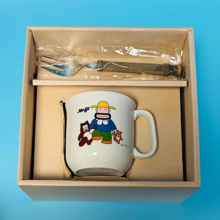 [BUNJANG] Meiji Uncle Charlie Tableware Set - Plate, Cup, Fork / 메이지 칼아저씨 식기 세트 접시 컵 포크