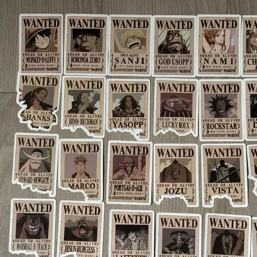 [BUNJANG] One Piece Wanted Poster Stickers - 80 Sheets / 원피스 현상금 수배서 스티커 80장
