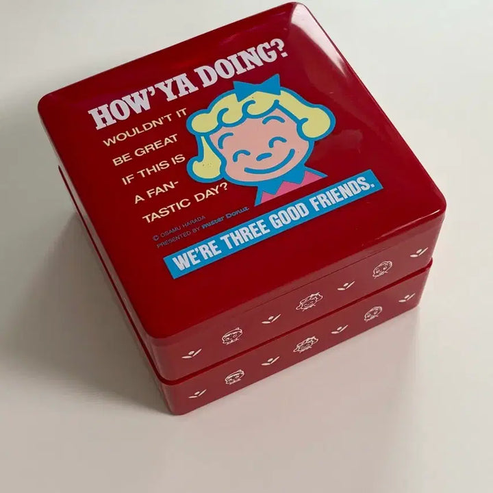 [BUNJANG] Mister Donut 2-Tier Lunch Box / [고전] 미스터 도너츠 2단 도시락통