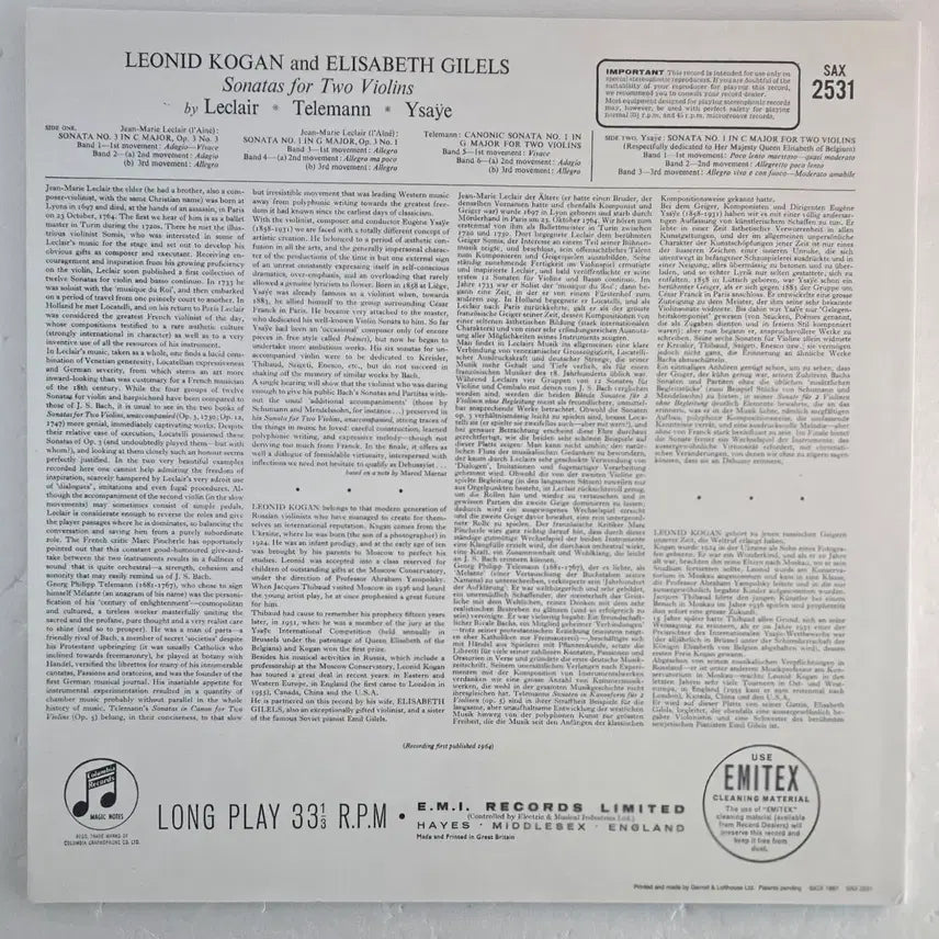 [BUNJANG] Leonid Kogan &amp; Elisabeth Gilels Two Violins LP reissue / 레오니드 코간 &amp; 엘리자베스 길렐스 -Two Violins LP 리이슈