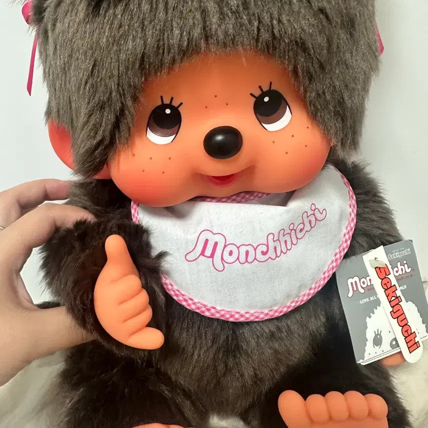 [BUNJANG] Vintage Monchhichi Seated Girl Doll with Tag / 고전 몬치치 시팅 여아 택있음