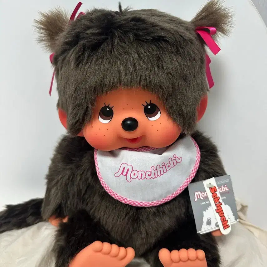 [BUNJANG] Vintage Monchhichi Seated Girl Doll with Tag / 고전 몬치치 시팅 여아 택있음