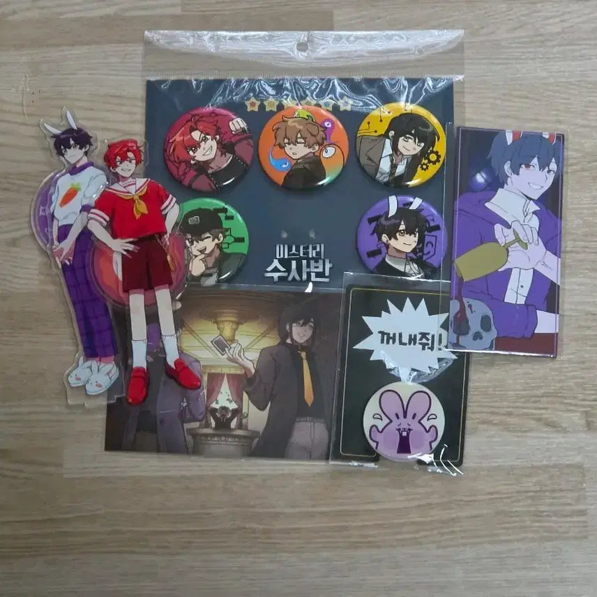 [BUNJANG] Pixelie Zzam-tteul Bundle Set Misuban Can Badge, Postcard, Acrylic / 일괄)) 픽셀리 잠뜰 미수반 캔뱃지 엽서 아크릴 팝업 양도합니다