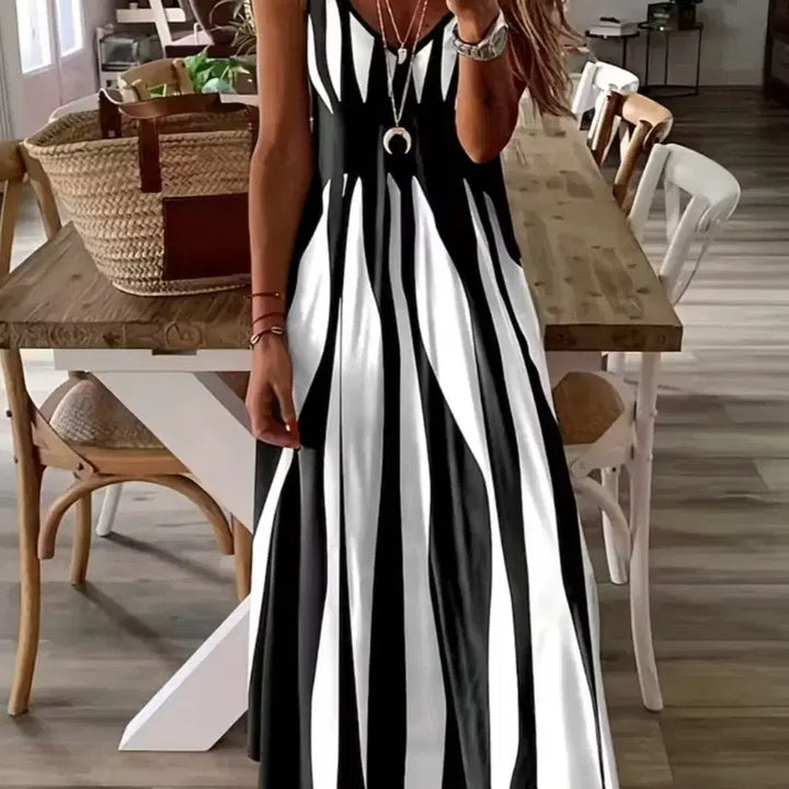[BUNJANG] Stylish Pattern Maxi Dress / 세련 패턴 맥시 원피스m .새상품