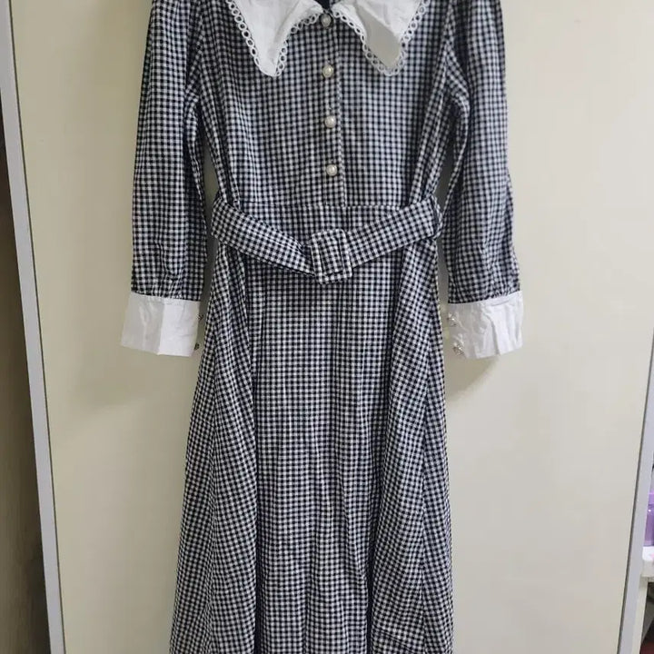 [BUNJANG] Check Collar Long Dress / 체크  카라 롱 원피스 F