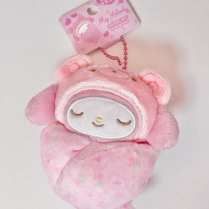 [BUNJANG] Sanrio My Melody Latte Kuma Okurumi Podaegi Mascot Keychain / 산리오 마이멜로디 라떼쿠마 오쿠루미 포대기 마스코트 키링