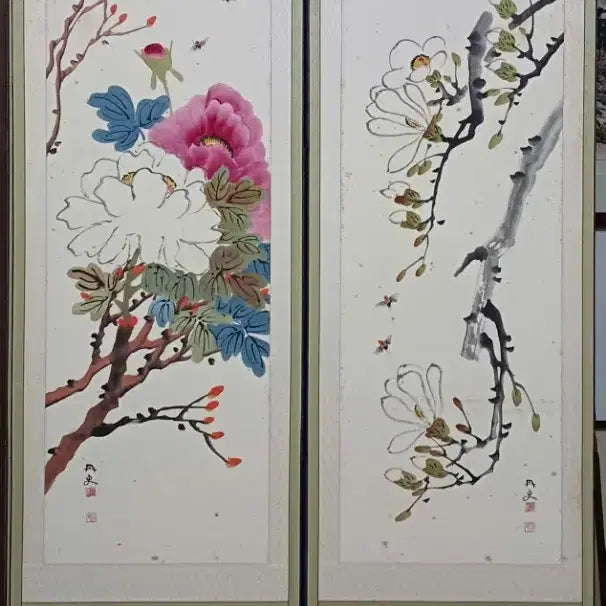 [BUNJANG] Jang Yong-gu and Jang Seok Gu Seo-chil 14-Panel Folding Screen / 병풍 단사 장용구와 장석 구서칠의 앞뒷면 14폭