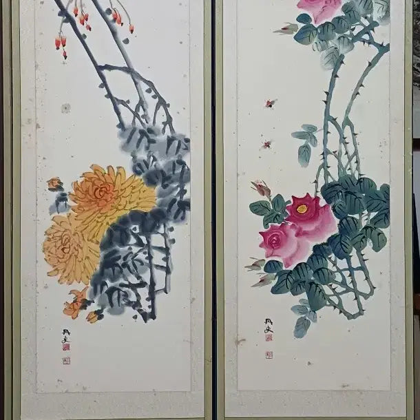 [BUNJANG] Jang Yong-gu and Jang Seok Gu Seo-chil 14-Panel Folding Screen / 병풍 단사 장용구와 장석 구서칠의 앞뒷면 14폭