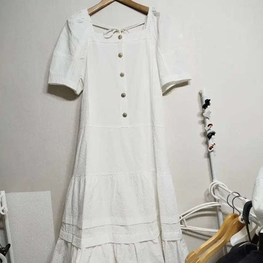 [BUNJANG] Summer Square Neck Tiered Dress / 여름 스퀘어넥 티어드 원피스