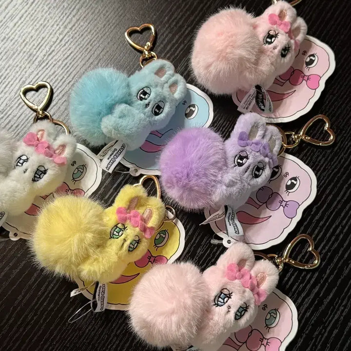 [BUNJANG] Esther Bunny Fluffy Ball Keyring Plush Set / [풀세트] 에스더버니 플러피볼 키링 인형(크림스위티리본라벤더블루해피)