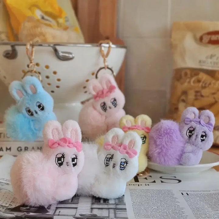 [BUNJANG] Esther Bunny Fluffy Ball Keyring Plush Set / [풀세트] 에스더버니 플러피볼 키링 인형(크림스위티리본라벤더블루해피)